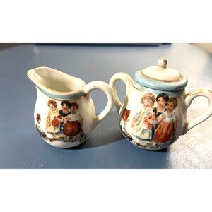 Antique Child’s Miniature Cream & Covered Sugar Set, Made in Germany 3”